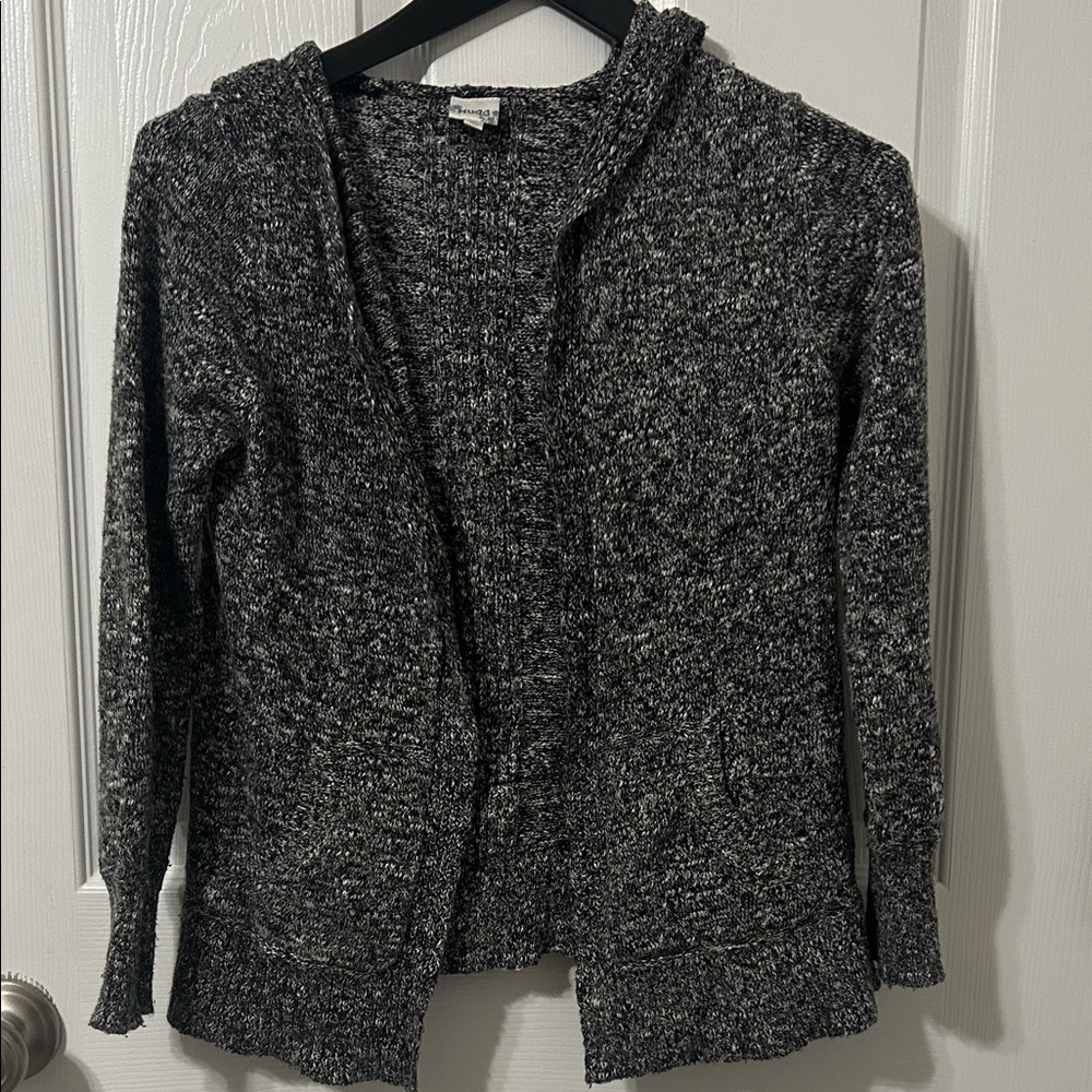 Mudd Black and Gray Hooded Cardigan